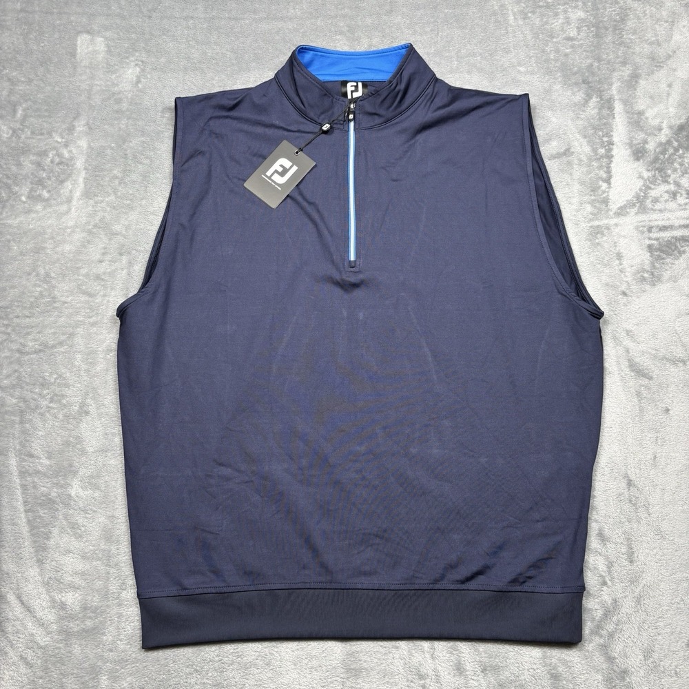 FootJoy Performance Golf Vest Mens XL Blue 1/2 Zip Moisture Wicking No Logo NWT